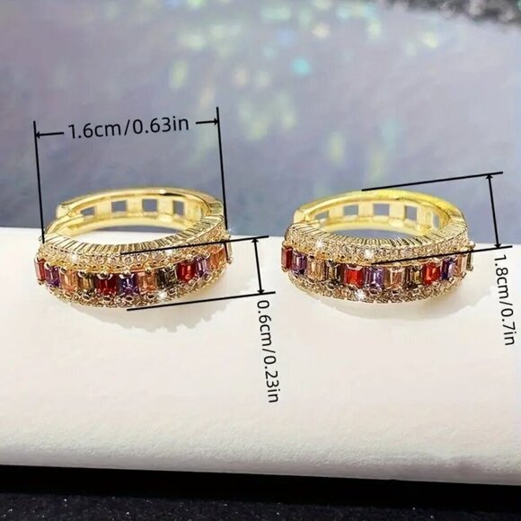 Colorful Huggie Hoop Earrings #1454 - Picture 3 of 7